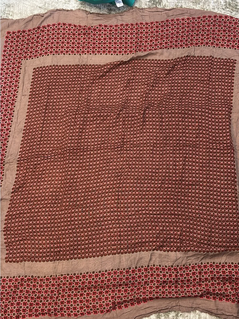Marc Jacobs Pink and Burgundy Floral-Print Cotton Throw
